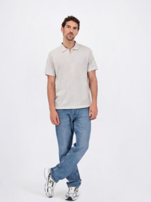 Beige Textured Polo Shirt